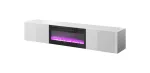 TV-kapp Cama Meble SLIDE 200K elektrikaminaga 200x40x37 cm l&auml;ikiv valge