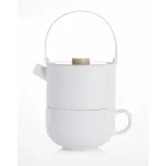 Bredemeijer Umea Tea-for-One Set White with Bamboo Lid