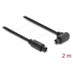 Delock TOSLINK-kaabel, 90&deg; nurga all olev pistik sirge pistikuga, 4 mm l&auml;bim&otilde;&otilde;t, 2 m, must