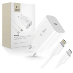 Tech-Protect NC20W 1-port USB-C seinalaadija PD 20W Lightning-kaabliga, valge, 100 cm