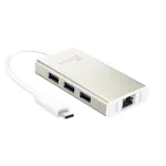 j5create JCH471 USB-C&trade; Gigabit Ethernet & Hub Multi Adapter, Metallic Champagne