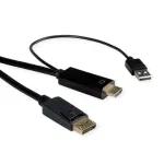 ROTRONIC-SECOMP Roline - Videokabel - HDMI, USB (nur Strom) m&auml;nnlich zu DisplayPort m&auml;nnlich - 2 m - abgeschirmt - Schwarz - unterst&uuml;tzt 4K 60 Hz (384