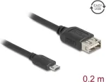 USB 2.0 kaabel DELOCK 81516 &mdash; Micro‑USB B USB A-le, 0,2 m, must, kullatud kontaktidega