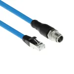 ACT Industrial 10.00 meetrit Andurikaabel M12X 8 kontaktiga isane &scaron;assii RJ45-le, Superflex SF/UTP TPE-kaabel, varjestatud