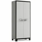 Keter T&ouml;&ouml;riistakapp Titan 80x44x182 cm Tumehall/Must Raskeveoklassi Pol&uuml;prop&uuml;leenvaigust Hoiukapp 4 Reguleeritava Riiuliga, Lukustatavate Topeltustega, Ilmastikukindel, Sise-/V&auml;likasutuseks