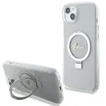 Guess GUHMP15MHRSGSD iPhone 15 Plus / 14 Plus 6,7 inch Transparentne k&otilde;va &uuml;mbris r&otilde;ngasalusega Script Glitter MagSafe