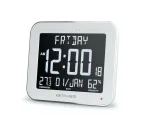 Muse M-090 WMC digitaalne sein-/lauakell &auml;ratusega, suur LCD-ekraan automaatse taustavalgustusega, toa temperatuur ja niiskus, kalender, ristk&uuml;likukujuline, valge