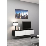 TV-alus cama meble VIGO 140 &mdash; 1400&times;400&times;300 mm, puitlaastplaadi pealispind, must/valge l&auml;ige