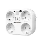 Wozinsky WRS-2B pikendusjuhe 4 pistikupesaga, 2 USB-A, 2 USB-C, 4000 W, LED-lambiga, 2 m kaabel - valge