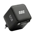 EFB Elektronik G652CE 65W GaN USB-C PD 3.0 seinlaadija sisset&otilde;mmatava kaabliga, must