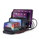Lindy 96W 10-pordiline USB-laadimisjaam, eraldiseisev, plastik, must, kontakt, &Uuml;hildub k&otilde;igi USB Type A seadmetega, toide