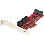 StarTech.com SATA PCIe kaart - 10 pordiga PCIe SATA laienduskaart - 6 Gbps - madala/t&auml;isprofiiliga - virnastatud SATA pistikud - ASM1062 mitte-RAID - PCI Express SATA muundur/adapter