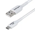 StarTech.com 3m (9,8 jalga) USB-A USB-C laadimiskaabel, laadimine ja s&uuml;nkroonimine, 3A, USB 2.0, TPE &uuml;mbris &ndash; valge USB-laadimisjuhe