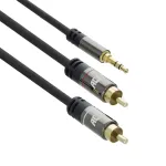 ACT 5 meetrit kvaliteetne audio&uuml;henduskaabel 1x 3,5 mm stereopistiku isane - 2x RCA isane