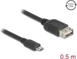 USB 2.0 kaabel DELOCK 81517, Micro-USB B - USB A, 0,5 m, must
