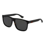Gucci GG0010S-003 meeste ruudukujulised p&auml;ikeseprillid, l&auml;ikiv must raam, hallid l&auml;&auml;tsed, 58/16/145 mm