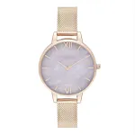 Olivia Burton Naiste Sparkle Bee kell OB16SP16 - 34 mm h&otilde;bedane sihverplaat, hall nahkrihm