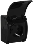 VIPLAST KOALA Pindmonteeritav &uuml;hekordne pistikupesa maandusega ja kaanega, must, IP44, 16A, 250V, 2P+E