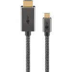 USB-punutud adapterkaabel, USB-C-pistik > HDMI-pistik, 4K / 60 Hz (must/h&otilde;bedane, 2 m)