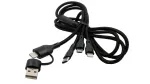EXSYS EX-K1404 2-in-1 kuni 3-in-1 USB-C/A - USB-C/Micro B/Lightning nailonpunutud mitmelaadimis- ja andmekaabel, 1,2 m, must