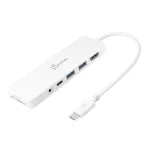 j5create JCD373-N USB-C mitme pordiga jaotur Power Delivery'ga, HDMI 4K (3840x2160 @ 30 Hz), USB-A, USB-C, SD/microSD, 3,5 mm, 5 Gbit/s, valge