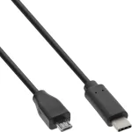 InLine USB 2.0 kaabel, USB-C isane / Micro-B-pistik, must, 1 m