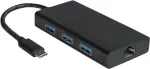 VALUE 12.99.1109 USB 3.2 Gen 1 Type-C Gigabit Etherneti konverter 3-pordilise USB 3.0 jaoturiga, must