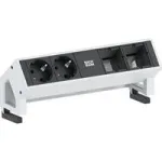 Pistikupesa Bachmann 902211 &mdash; 2 &times; Schuko (t&uuml;&uuml;p F) vahelduvvoolupistikut, alumiinium ja plast, must/valge