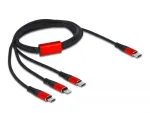 USB-laadimiskaabel DeLOCK 3-in-1 USB USB-C kuni Lightning, Micro USB, USB USB-C 1 m must, punane