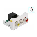 DeLOCK Easy 45 moodul 3 x RCA emane pistikupesa RJ45 emase pordiga 22,5 x 45 mm