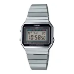 CASIO A700W-1A Meeste digitaalne kvartskell, 37,4 mm, roostevabast terasest k&auml;ev&otilde;ru, must sihverplaat, LED-taustvalgustus