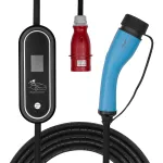 Akyga AK-EC-22 kaasaskantav elektriauto laadija, Type 2, CEE 5-kontaktiline pistik, kolmefaasiline, 32 A, 22 kW, LCD, 5 m