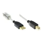 GoodConnections USB 2.0 kvaliteetkaabel ferriits&uuml;damiku ja kullatud kontaktidega, l&auml;bipaistev, 3 m (2510-3TQ)