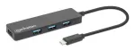 Manhattan USB-C dokk/jaotur, pordid (4): USB-A (x4), 5 Gbps (USB 3.2 Gen1 ehk USB 3.0), USB-toitega (v&auml;list toiteplokki pole vaja), v&otilde;rdv&auml;&auml;rne mudeliga HB30CM4AB