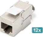 DIGITUS CAT 6A varjestatud v&otilde;tmeelement, t&ouml;&ouml;riistavaba, RJ-45, lame, h&otilde;bedane &mdash; 12 tk pakend