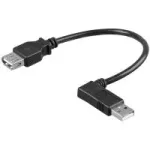 Wentronic Goobay USB 2.0 Hi-Speed pikenduskaabel, must, 0,3 m - USB 2.0-pistikupesa (t&uuml;&uuml;p A) > USB 2.0-pistik (t&uuml;&uuml;p A) 90&deg; (95705)