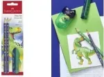 Graﬁitpliiatsikomplekt Faber-Castell Dino HB Blue &ndash; HB puidust pliiatsid, sinine korpus, komplekt