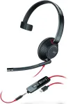 Poly Blackwire C5210 USB-C - 5200 Series - Wired On-Ear Mono Headset with Boom Microphone, Noise Cancelling, In-Line Controls, Black
