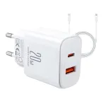 JOYROOM JR-TCF05 Flash 20W USB-C PD laadija USB-C - Lightning kaabliga 1m valge