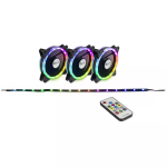 Inter-Tech Argus RS-04 RGB ventilaatorikomplekt, 3x 120 mm koos 50 cm LED-riba ja kaugjuhtimispuldiga, must