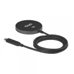 Juhtmevaba laadimispadi CLUB3D CAC-3027 Qi2 25W MagSafe-&uuml;hilduv magnetpadi, DC siselaadija, 1 m kaabel, must