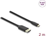 Video kaabli adapter DELOCK USB USB-C DisplayPortile 2 m, must