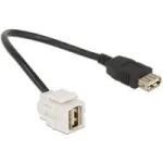 Delock Keystone-moodul USB 2.0 A-t&uuml;&uuml;pi pesa 250&deg; &ndash; A-t&uuml;&uuml;pi pesa 0,24 m kaabliga