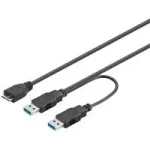 Wentronic Goobay USB 3.0 Dual Power SuperSpeed kaabel, must, 0,3 m - USB 3.0-pistik (t&uuml;&uuml;p A), USB 3.0-pistik (t&uuml;&uuml;p A) > USB 3.0 mikro-pistik (t&uuml;&uuml;p B) (95746)