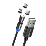 3-in-1 laadimiskaabel ColorWay CW-CBUU037-BK &mdash; Lightning, Micro‑USB, USB‑C, 1 m, 2.4 A