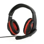 Juhtmega m&auml;nguri peakomplekt GEMBIRD GHS-03 &mdash; 20&ndash;20000 Hz, 2 m kaabel, 250 g, must/punane