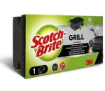 Scotch-Brite BBQ Grill Cleaner Black Extra Powerful Abrasive Pad with Nail-Friendly Grip Strip, 1 Unit (GNS1N)