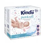 Kindii Pure & Soft beebi m&auml;hkimisalused 60x60 cm, 10 pakk, veekindlad &uuml;hekordsed aluslapid, valge