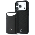 Mercedes-Benz kaitse&uuml;mbris mustriga Grill Pattern ja kaardihoidjaga nahast MagSafe Apple iPhone 18 Pro Max / 17 Pro Max jaoks, must