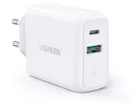 Ugreen 60468 mobiilseadme laadija tahvelarvuti, telefon, universaalne Valge Vahelduvvool Kiirlaadimine Siseruumides